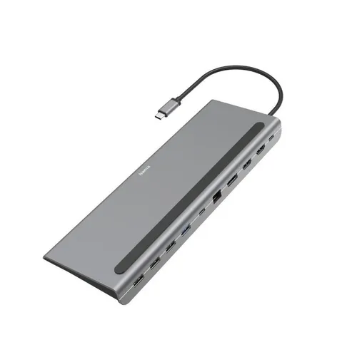 Hama USB C Docking Station 10 Ports - 10 in 1 USB Hub mit 4K HD Unterstützung, ergonomisches Design für effizientes Arbeiten im Büro oder Home Office