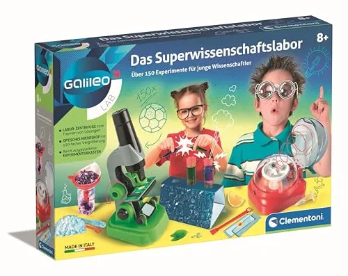 Clementoni Galileo Lab Das Superwissenschaftslabor - 150 spannende Versuche, inkl. Mikroskop & Zentrifuge für kleine Chemiker ab 8 Jahren, ideal als Geschenk