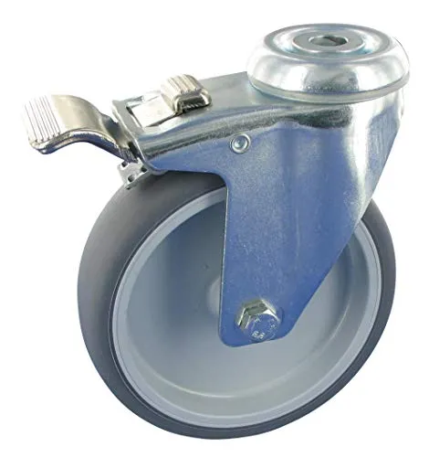 Apparaterollen Lenkrolle mit Feststeller Ø150mm TPE Gummi Rückenloch