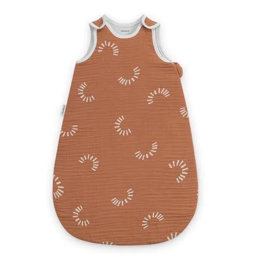 Ehrenkind® Baby Sommerschlafsack Rund Musselin | Zimt Gemustert - Babyschlafsäcke aus 100% GOTS und OEKO-TEX-zertifizierter Bio-Baumwolle für ein gesundes Schlafklima. Ideal für warme Nächte mit optimaler Luftzirkulation und praktischem Rundum-Reißverschluss.