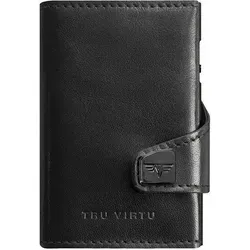 TRU VIRTU Click & Slide Kartenetui mit RFID-Blocker - Elegantes Etui aus 100% Leder mit RFID-Schutz, das bis zu 11 Karten sicher verstaut und durch Knopfdruck schnell zugänglich macht. Ideal für Ordnung und Sicherheit.