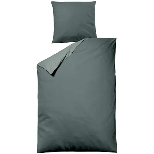 sleepling Satin Bettwäsche 155x220 cm 2-teilig, dunkelgrün - Hochwertige 100% Mako-Baumwolle für ein edles Schlafgefühl. Pflegeleicht, waschbar bis 60 Grad und ideal für warme Nächte. Verleiht deinem Schlafzimmer einen modernen Glanz.
