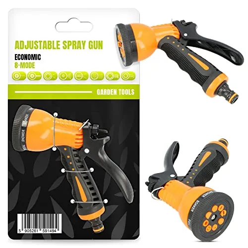 Gartenbrause 8 Funktionen Handbrause Schaluchbrause Sprühpistole Wasserspritze Spritzpistolen Multibrause Handsprüher Schlauchspritze Spritzdüse Autowaschen Gartenschlauch Systeme Bewässerung Schwarz