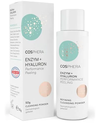 Enzym Peeling Gesicht mit Hyaluron (100% Veganes Enzym Powder) - Sanfte, porentiefe Gesichtsreinigung für glatte Haut, zum Poren verkleinern und gegen Akne & Pickel - Enzympeeling für alle Hauttypen