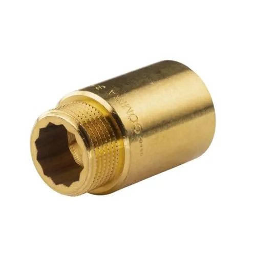 Messing Gewinde-Fitting Hahnverlängerung IG/AG 3/4' (DN 20) Länge 40 mm - schwere Ausführung