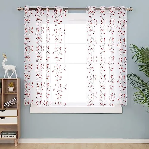 Deconovo 2 Vorhänge für Schlafzimmer, Mädchen, Jungen, Kinder, Kunstleder, mit Ösen, Motiv Orange, 140 x 138 cm (B x H)