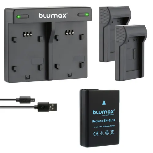 1x Akku + Lader für Nikon EN-EL14 D3300  D5300 D5500 D5600  P7800 1050 mAh
