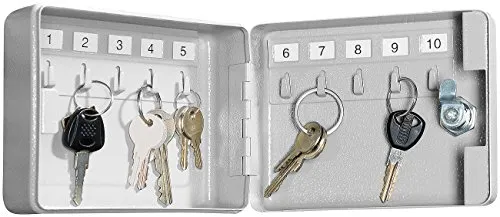 Xcase Schlüsselkästchen: Mini-Stahl-Schlüsselschrank für 10 Schlüssel, mit Sicherheitsschloss (Mini Schlüsselkasten, Notfall Schlüsselkasten, Schlüsselbrett)