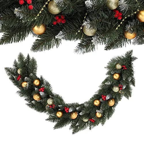 KADAX Weihnachtsgirlande, Dekogirlande, 110cm Lange Tannengirlande, Künstliche Kiefergirlande Girlande Tanne aus PVC-Folie, Kamindekoration, Weihnachtsdekoration (Prancer)