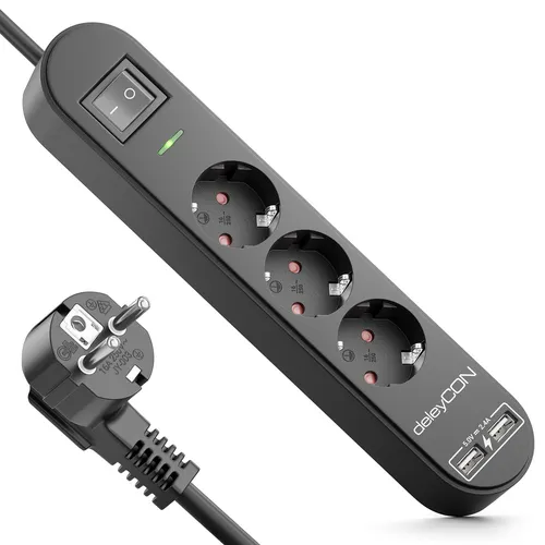 Steckdosenleiste 3 Fach mit USB Mehrfachstecker Steckdose Stromleiste 1,5m Kabel