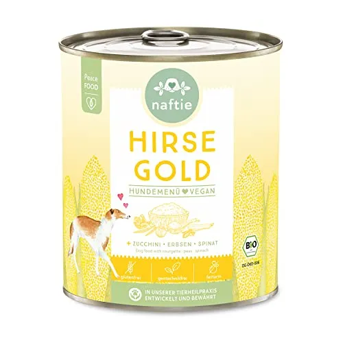 naftie veganes Hundefutter Bio Hirse Gold - Nassfutter Menü mit Erbsen - purinarm - Diät-Futter - 800g Dose