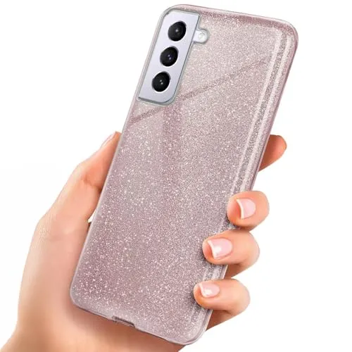 ONEFLOW Glitter Case für Samsung Galaxy S21 Plus Glitzer Handyhülle mit Kameraschutz, Stylische Hülle Glitzernd, Dünne TPU Schutzhülle für Damen, Glitzerhülle Qi kompatibel, Rosa