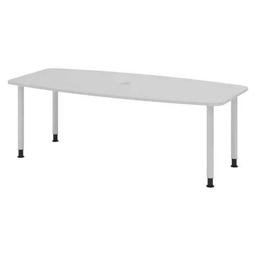 bümö ovaler Konferenztisch 220x103 cm - eleganter Besprechungstisch für 8 Personen - Konferenztisch in grau mit einstellbarer Arbeitshöhe von 72-74 cm, ideal für professionelle Meetings. Robuste Tischplatte und einfach aufzubauen.