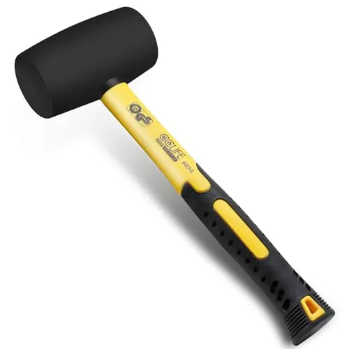 CCLIFE Gummihammer Schwarz 680g Zertifiziert durch TÜV und GS Gummi hammer mit zwei Seiten, D=60 mm Schonhammer für Bodenleger und Fliesen