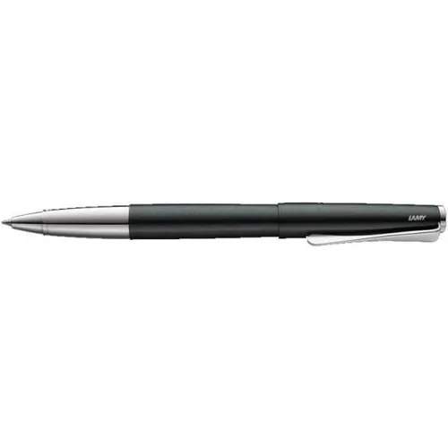 LAMY studio Tintenroller 369 - Rollpen in hochwertigem Palladium-Finish in der Farbe Schwarz-Grün mit propellerförmigem Clip – Tintenroller-Mine M 63 schwarz – Strichbreite M, 1 Stück (1er Pack)