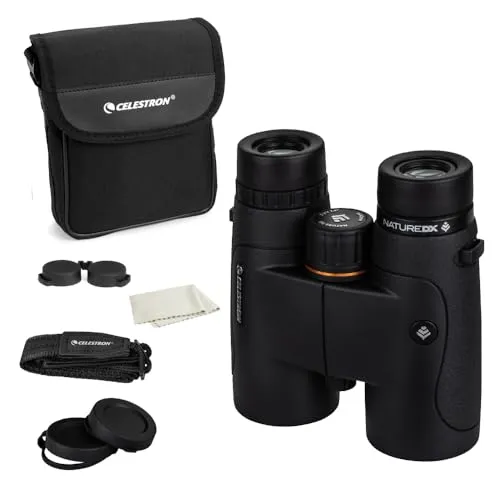 Celestron 72322 Nature DX 8x42 Fernglas für Natur- und Vogelbeobachtungen, vollvergüter mit BaK-4-Prismen, gummiarmiert, anlaufgeschützt und wasserdicht