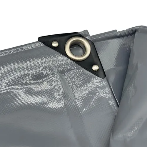 Graue 650g/m² PVC Abdeckplane – Diverse Größen - Planen, wasserdicht und lichtundurchlässig mit verstärkten Ecken und Ösen alle 50cm für optimale Stabilität.