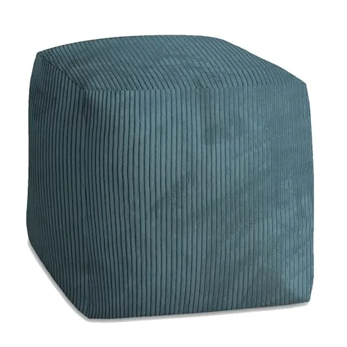 DreamRoots Pouf Hocker Cube 60x60x60cm - Couch Hocker - Pouf Cord - Hocker Wohnzimmer - Fußhocker Für Sessel - Hocker Sofa - Sitz Poof - Fußablage Hocker - Sessel Hocker - Pouf Sitzsack