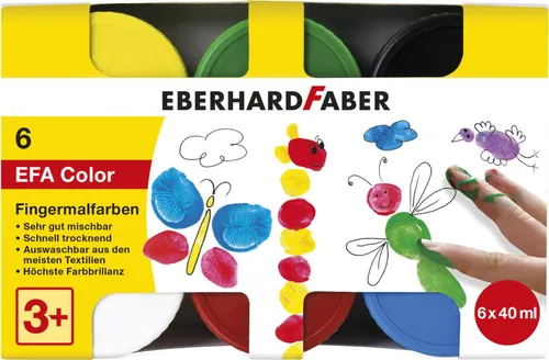 EBERHARD FABER EFA Color Fingerfarben farbsortiert 6x 40,0 ml, 6 St.