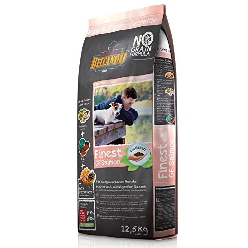 Belcando Finest GF Salmon 12,5 kg - Getreidefreies Hundefutter für kleine & mittlere Hunde - Hundefutter, speziell für sensible Hunde entwickelt, mit 30% frischem Lachs für optimale Nährstoffversorgung und ohne Getreide für eine bessere Verträglichkeit.