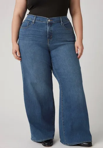 LEVI'S PLUS PL 318 SHAPING WIDE LEG Damen Jeans, Gr. 20 (52) - Lässige weite Damen-Jeans von Levi's® Plus mit hoher Leibhöhe und Five-Pocket Style. Der robuste Denim sorgt für einen hohen Tragekomfort. Ideal für entspannte Freizeit-Outfits.