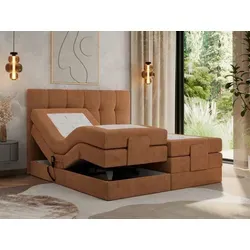 MKS MEBLE Boxspringbett VITTORIA 140 x 200 cm elektrisch verstellbar - Moderne Betten mit elektrisch verstellbarer Liegeposition für individuellen Komfort. Zwei separate 7-Zonen-Taschenfederkernmatratzen und T25-Topper sorgen für optimalen Schlaf.