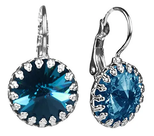 LUISIA Ohrringe Vivana mit eingefasstem großen Swarovski Stein - Ozeanblau