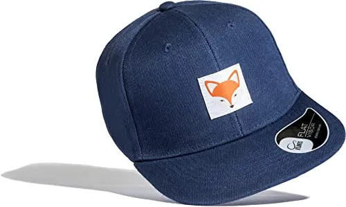 Baddery Kinder Cap - „Fuchs (Patch)“ - Tiermotiv Kappe für Jungen & Mädchen (Navy)