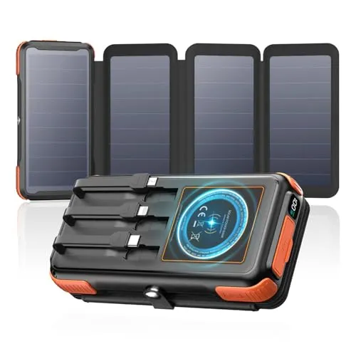 ADDTOP Solar Power Bank 16000mAh mit 4 Solar Panels