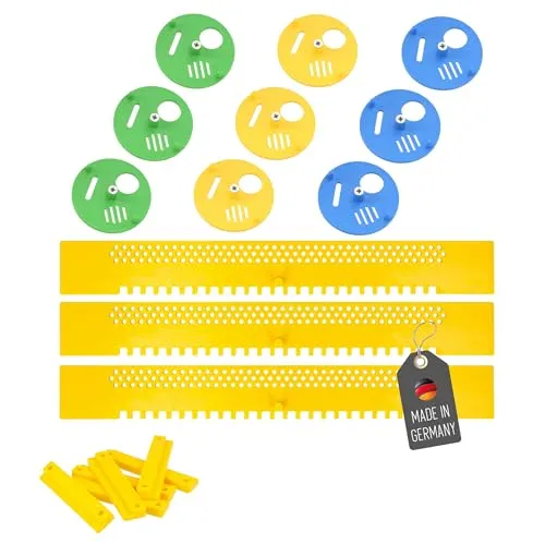 Lantelme Insektenhotel Bienenstock Fluglochverkleinerer - Insektenhotels für Imker, schützt Bienenvölker vor Fremdtieren und sorgt für optimale Belüftung während des Transports. Set enthält 3 drehbare Verkleinerer in verschiedenen Farben.