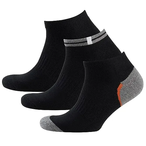 Nur Der 3er Pack Sneaker Sport aus atmungsaktiver Baumwolle kurze Sportsocken mit gepolsterter Sohle Herren, schwarz, 43-46