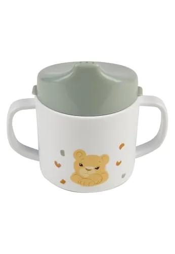 Sterntaler Trinklernbecher Giraffe & Löwe – Mit abnehmbarem Trinkaufsatz & rutschfestem Sockel – 2 praktische Henkel für kleine Hände – Robustes, lebensmittelechtes Material - Geschenk, blassgrün