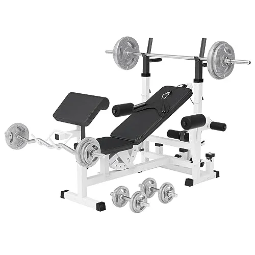 GORILLA SPORTS Hantelbank Kraftstation mit 108kg Hantelset