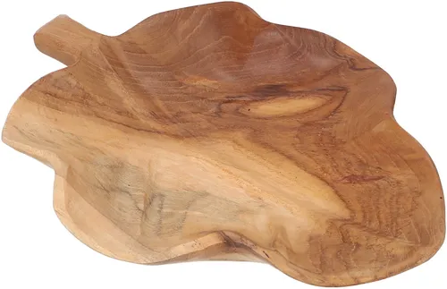 Holzschale Blatt, geschnitzte Obstschale, Holzteller - Blatt 25 cm - 4*24*17 cm