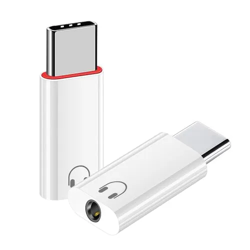 AURUM 2 Stück Adapter USB C auf Klinke 3,5mm, DAC Hi-Fi Klinke auf USB C & Adapter Kopfhörer auf Typ C für iPhone 16 15 Pro, Galaxy S24 S23, iPad, Auto Aux