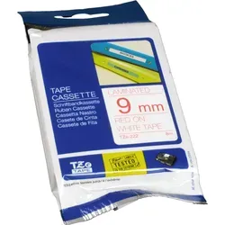 Brother P-Touch Band TZe-222 - 9mm x 8m, rot auf weiß, langlebige Laminierung für professionelle Beschriftungen im Büro und Zuhause