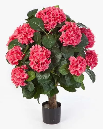 Kunst Hortensie Haruka - 540 Blüten, rosa, 60 cm - Künstliche Hortensie mit 540 filigranen Blüten, ideal für kreative Dekorationen. Lieferung im stabilen Zementtopf, perfekt für Eisdielen oder Schaufenster. Pflegeleicht und farbintensiv, für einen ganzjährigen Blütenzauber.