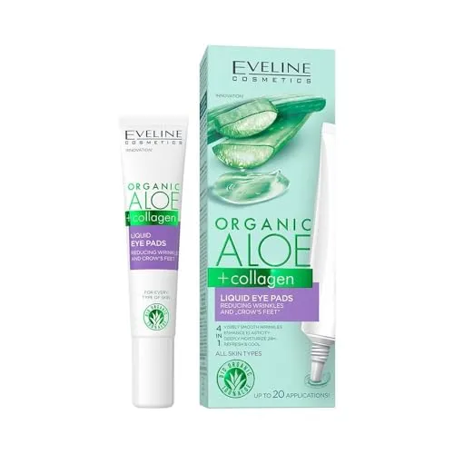 Eveline Cosmetics Organic Aloe + Collagen Anti-Falten Augenpads mit Matrixyl3000 & Akazienkollagen - 20ml