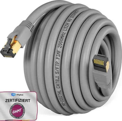HB-DIGITAL Patchkabel CAT 8 LAN Kabel - Kategorie: Kabel, 40Gbps Datenübertragung für ultraschnelle Internetverbindungen, ideal für Gamer und Streaming.