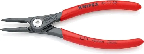 KNIPEX Außen-Sicherungsringzange 49 11 A0 SB gerade - Zangen für Wellenringe, rutschfester Kunststoffgriff und integrierte Öffnungsfeder für präzise Handhabung, ideal für professionelle Anwendungen.