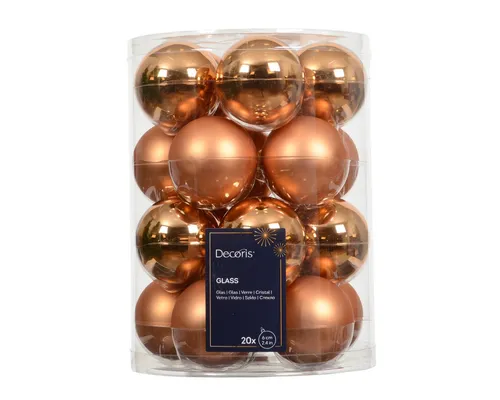 Kaemingk Weihnachtsbaumkugel, Weihnachtskugeln Glas 6cm x 20 Stück - Brandy