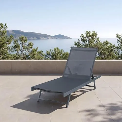 casa.pro Sonnenliege Baragiano - UV-beständige Gartenliege mit verstellbarer Rückenlehne - Liegen für Garten und Terrasse, ergonomische Rückenlehne in 5 Positionen für maximalen Komfort, wetterfestes Aluminiumgestell für lange Haltbarkeit.