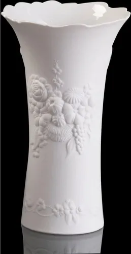 Kaiser Porzellan Vase, Weiß, 24cm - Elegante handgefertigte Vase aus unglasiertem Porzellan, 24 cm hoch, perfekt für stilvolle Blumenarrangements.