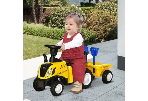 HOMCOM Rutscher Tettraktor Kinderfahrzeug - Robustes Rutscherfahrzeug mit Anhänger und Hupe, ideal für Kinder ab 2 Jahren – fördert die motorischen Fähigkeiten und den Spaß im Freien.