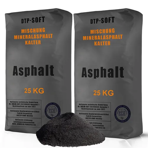 25kg Kaltasphalt 0-8 mm Reparaturasphalt - Kies, Sand & Steine - Ideal für schnelle und dauerhafte Reparaturen von Straßen und Wegen, wetterbeständig und einfach zu verarbeiten.