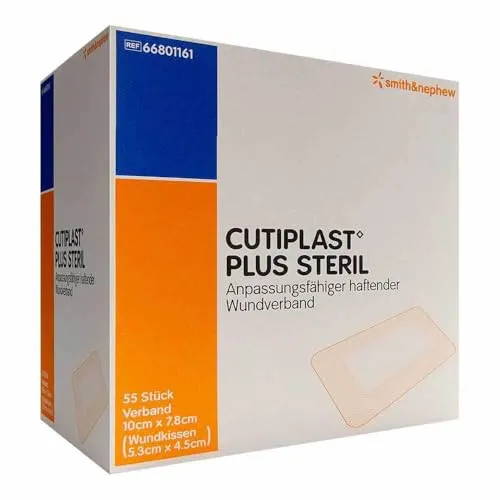 CUTIPLAST Plus steril 7,8x10 cm Verband 55 St - Erste-Hilfe-Heftpflaster & Verbandsmaterial, 55 sterile Verbände, optimal für die schnelle Wundversorgung und Hautschutz.