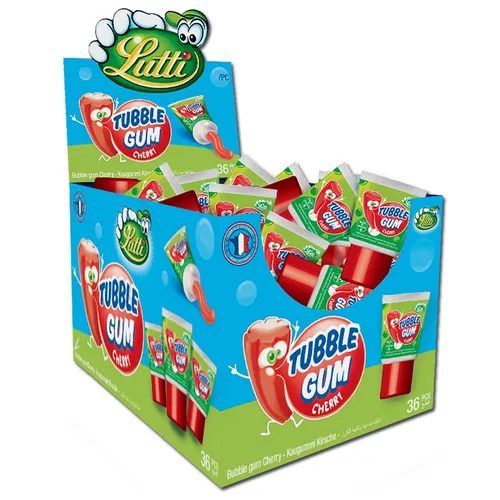 Tubble Gum Cherry, Tuben-Kaugummi Kirsch, 36 Stück 19,35€/1kg