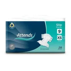 Attends Slip Regular 9 All-in-One Inkontinenzprodukt XS, 32 Stück - Arzneimittel für starke Inkontinenz, mit atmungsaktiven Materialien und Quick-Dry Technologie für optimalen Hautschutz und Diskretion.