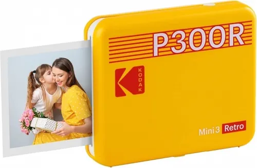 KODAK Mini 3 Retro 4PASS Mobiler Fotodrucker - Gelb, 7,6x7,6cm - Tragbare Fotodrucker mit 4PASS-Technologie für hochwertige, langlebige Fotos in Sekundenschnelle – perfekt für kreative Momente unterwegs!