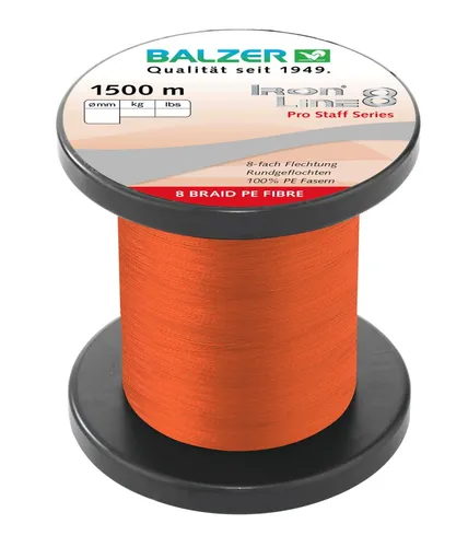 Balzer IRON LINE 8 BRAID 0,14mm - 1500m geflochtene Schnur - Angelschnur für Süßwasser- und Salzwasserangeln, 8-fach geflochten für maximale Stärke und Haltbarkeit, Durchmesser 0,14mm, Tragkraft 10,70kg.